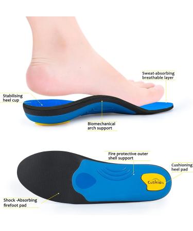 Strong Arch Support Insole for Foot Fatigue & Heel Soreness Relief - Unisex, 220+ lbs (Size UK 10 - 11.42 Blue) - Buy Online on GoSupps.com