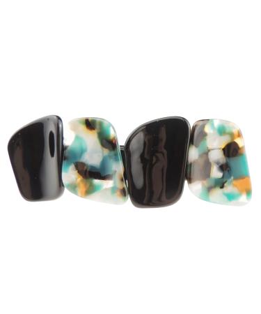 Glamour Girlz Ladies Large Two Tone Pebble Hair Clip Black/Multi