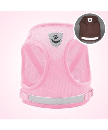 Meioro Adjustable Dog Harness with Leash - Soft Padded Reflective Vest for Small to Medium Dogs & Cats - Pink (S: 30-34cm) - Buy Online on GoSupps.com