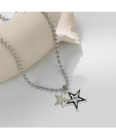 OralGos Star Pendant Necklace - Titanium Steel Choker with Round Beads | Perfect for Weddings & Daily Wear - Party Jewelry - Buy Online on GoSupps.com