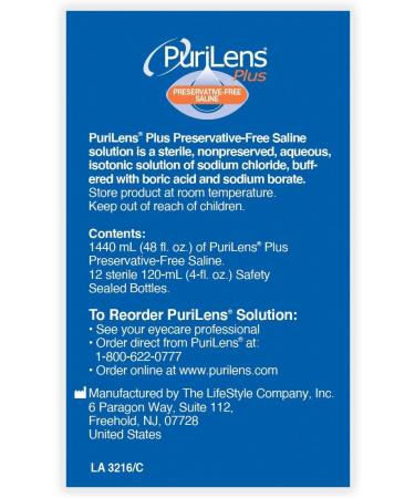 Purilens Plus Preservative Free Contact Lens Saline 120ml - 12 Pack (4 fl. oz. each) - Buy Online on GoSupps.com