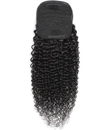 GREEMEO Kinky Curly Drawstring Ponytail Extension Black Remy Human Hair 16 Inches 16 Inch #1B Natural Black - Buy Online on GoSupps.com