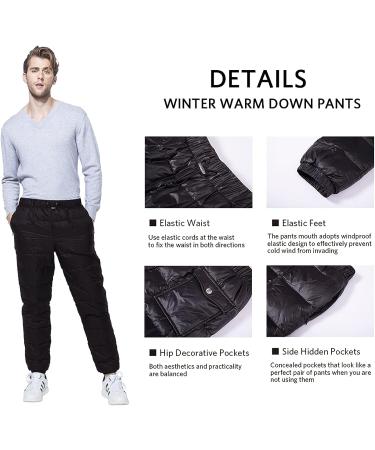 Tapasimme Men's Winter Down Pants | High Waisted Snow Trousers | Small Cargo Black - Buy Online on GoSupps.com