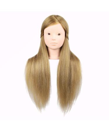 26 Mannequin Head with 50% Real Brown Hair | Long Straight Synthetic Hair | Cosmetology Training Head Doll with Clamp Stand | No Makeup 27 - Buy Online on GoSupps.com