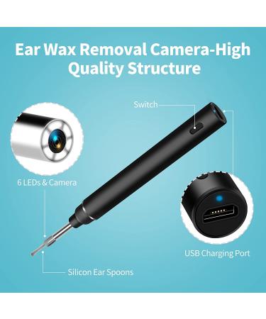 FOJOC Wireless Otoscope Ear Wax Remover Kit | 3.9mm Visual Camera | 1080P HD WiFi Endoscope | LED Light | Waterproof | for Adults, Kids, and Pets | Black - Buy Online on GoSupps.com