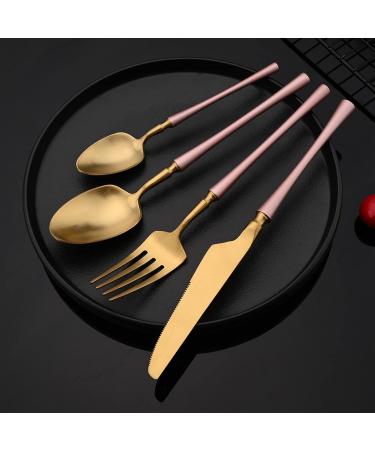 Flatware Sets 2/4/6Set Matte Western Pink Gold Tableware Fork Knife Spoon 18/10 Stainless Steel Dinnerware Cutlery Set Kitchen Flatware Set (Color : Auburn Size : 4Set) - Buy Online on GoSupps.com