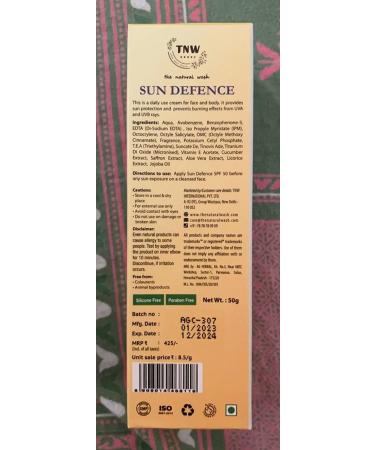 Sun Defence Sunscreen SPF 50 PA++ | Lightweight & Natural Sun Protection Cream | Fast Absorbing | 50g - International Shipping - Buy Online on GoSupps.com