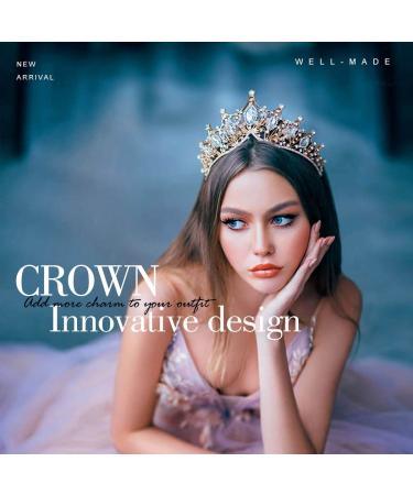 Catery Silver Baroque Queen Crown and Tiara - Crystal Pearl Wedding Tiara for Bride - Rhinestone Princess Tiara for Women and Girls - Buy Online on GoSupps.com