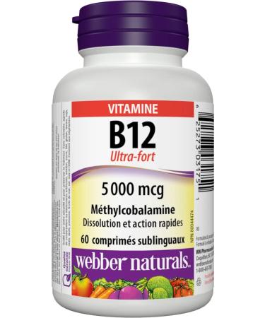 Webber Naturals Vitamin B12 5000 mcg Extra Strength Quick Dissolve 60 Tablets Supports Energy Production and Metabolism Unflavored 60 count (Pack of 1) - Buy Online on GoSupps.com