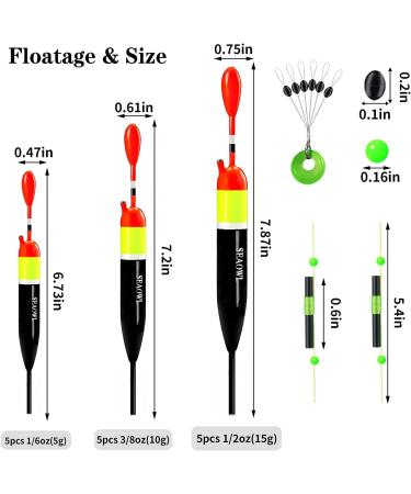 SEAOWL Fishing Slip Bobber Float Kit with Balsa Slip Corks and Bobber Stops - 10g (B.3/8oz) - 5pcs - Buy Online on GoSupps.com