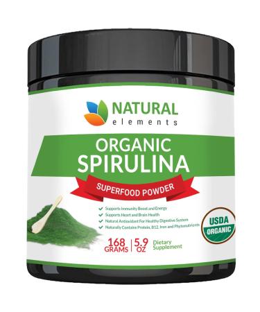 Premium USDA Organic Spirulina Powder - Organic Spirulina of Blue Green Algae from California & Hawaii  100% Vegetarian & Vegan, Non-GMO, Non-Irradiated  The Best Green Superfood for Smoothies!
