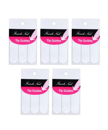 5 Sheets 240Pcs French Manicure Nail Art Stickers Strips Self-Adhesive Nail Sticker Tips for Manicure Decoration DIY Tools Manicure Nail Art Tips Form Guide Stickers Moon Shape Design White