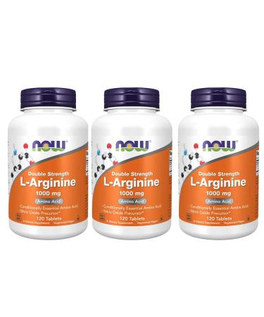 Now Foods L-Arginine 1000mg, 120 Tablets (Pack of 3) 120 Count (Pack of 3)