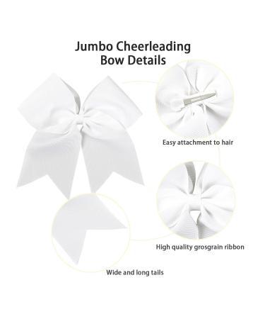 AMYDECOR 7 Inch Jumbo White Hair Bow Clips for Girls and Women - Alligator Hair Accessories - Buy Online on GoSupps.com