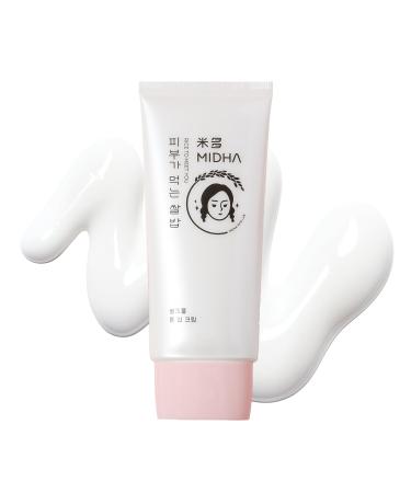 MIDHA RICE TONE UP CREAM 1.69fl.oz/50ml Even Skin Tone Hydrating Sheer Natural Tone-Up No Makeup Natural Tone Ideal makeup Primer Non-Sticky Finish Vegan Makeup Base