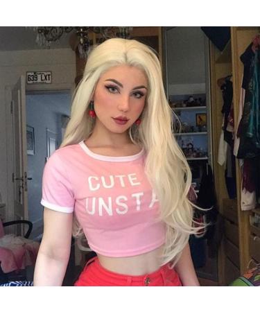 Angle Lucky Blonde Lace Front Wig for Women Synthetic Long Straight 613 Blonde Free Part Natural Hairline Wig Heat Resistant Cosplay Makeup Wigs 24 Inches 24 Blonde
