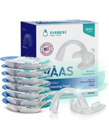 Everest VAAS Prefilled Teeth Whitening Trays 7-Day at-Home Teeth Whitening Kit with 11.2% Hydrogen Peroxide 14 Disposable Mint-Filled Trays 7-Day Treatment 14