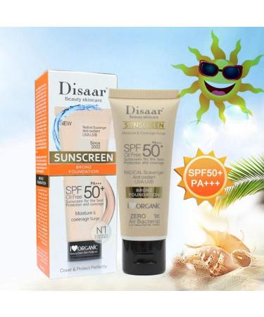 DISAAR Beauty Disaar Sunscreen Bronz Foundation Spf50+ Pa+++ Oil Free Protection Sunblock 40G - Buy Online on GoSupps.com