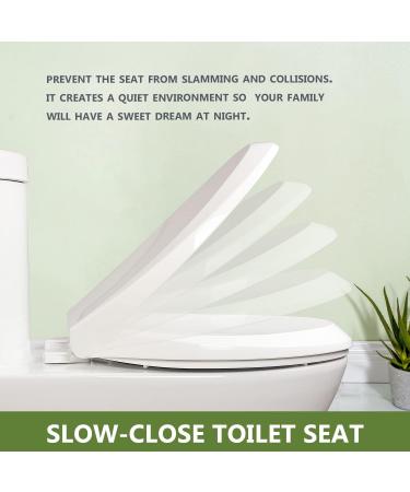 WSSROGY Elongated Toilet Seat with Built-In Potty Training Seat - Magnetic Kids Seat and Slow Close Cover - Fits Adult and Child - White Plastic - Buy Online on GoSupps.com