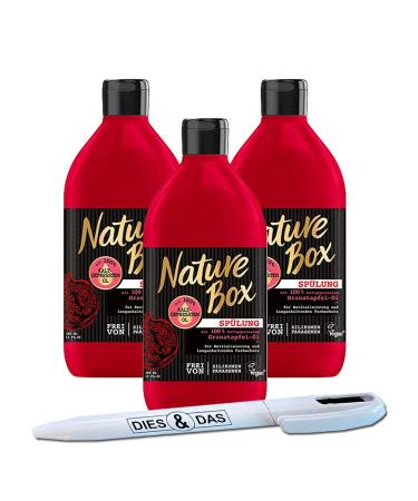 3x Nature Box conditioner with cold-pressed pomegranate oil 385ml + DIES&DAS ballpoint pen worth 2.90
