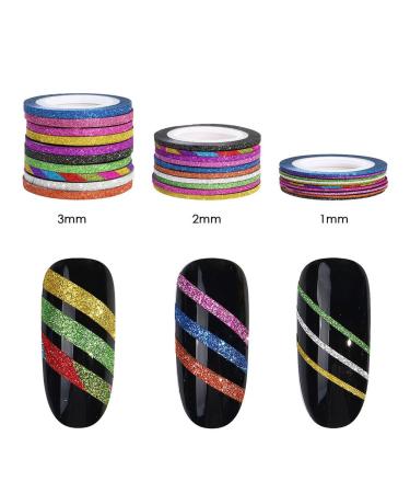 Lmoikesz 14pcs Nail Art Striping Tapes - Easy to Apply Multicolored Designs for Trendy Nails - Great Gift Idea - 2MM Random Color - Buy Online on GoSupps.com