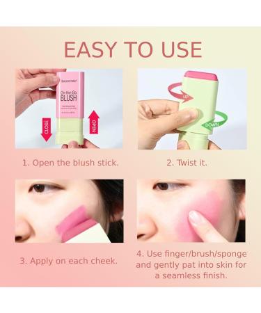 Duoffanny 3-in-1 Cream Blush Stick | Vegan & Natural Finish | Moisturizing Rouge for Cheeks Lips & Eyes - #01 Shy Pink - Buy Online on GoSupps.com