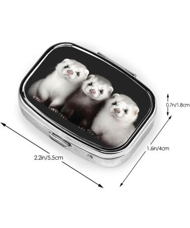 Ferrets Printing Small Pill Case | 2 Compartment Travel Pill Organizer | Cute Pill Box for Purse & Gifts - Buy Online on GoSupps.com
