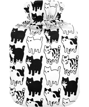 Naanle Black & White Cat Hot Water Bottle - 2L Large Warm Therapy for Pain Relief | Ideal for Bed Hand & Feet Warmth - International Shipping - Buy Online on GoSupps.com