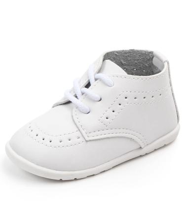 mintgreen Baby Boys Girls Shoes PU Leather Anti-Slip Rubber Sole Shoes 6-18 Months 6-9 Months White