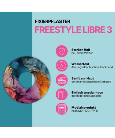 Diasticker Freestyle Libre 3 Sensor Plaster (5 pcs) | Waterproof Skin-Friendly Breathable | Colorful Smoke | Strong Self-Adhesive Fixation - Buy Online on GoSupps.com