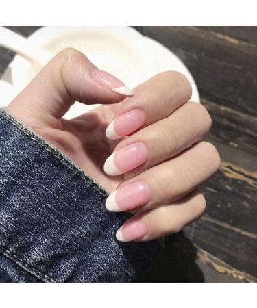 24 Pcs Huil French Ballerina Pink Fake Nails | Round Head Nail Art with Glue | Manicure Accessories & Extension Tools - International Shipping - Buy Online on GoSupps.com