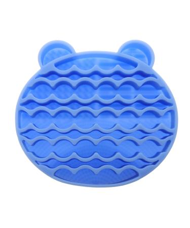 Housoutil 2 1 Makeup Brush Holder Makeup Cleaner Pad Facial Brush Silicone Holder Cosmetic Brush Cleaning Facial Scrubber Makeup Brush Drying Holder Brush Washing Mat Storage Box Silica Gel 11x10cm Blue