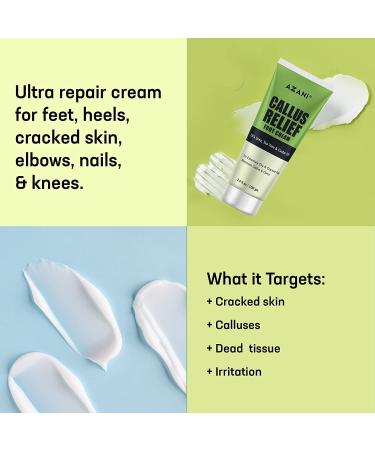 Azani Callus Relief Foot Cream - Intensive Exfoliator & Moisturizer with 25% Urea, Castor & Tea Tree Oil - for Callus, Corns, Cracked Feet & Hands - 3.5 Oz (100 gm) - Buy Online on GoSupps.com