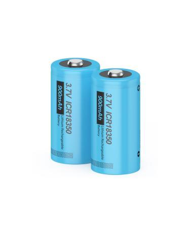 18350 3.7V 900mAh Rechargeable Battery with Button top Battery 2 Pack