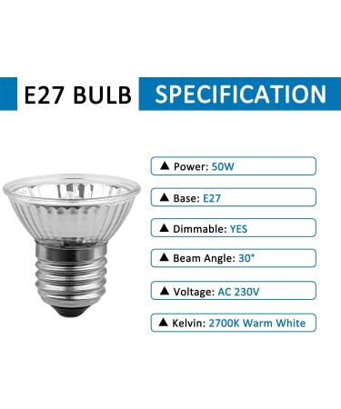 SCNNC E27 Reptile Heating Bulb UVA UVB Bulb Tortoise 50W 230V Dimmable Sunbathe Heat Lamp E27 Reptile Basking Bulb for Bearded Dragon Lizard Snake Gecko Turtle Chameleon Pack of 4 - Buy Online on GoSupps.com