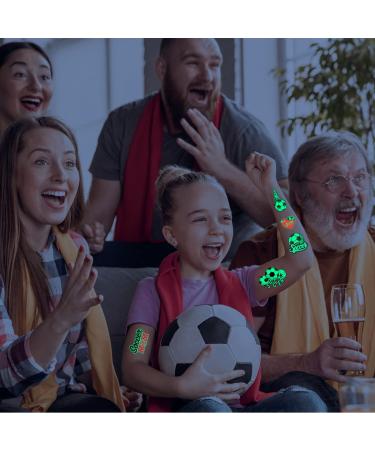 Glow in The Dark Soccer Temporary Tattoos - 10 Sheets | Waterproof Luminous Tattoo Stickers for Boys and Girls | Christmas Party Decoration Supplies - Buy Online on GoSupps.com