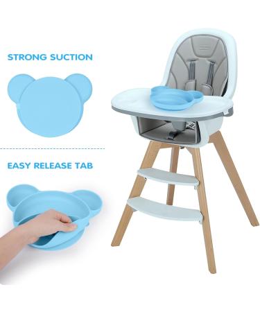 Vicloon Baby Suction Plate - Non-Slip Silicone Divided Placemat with Fork & Spoon | Self Feeding Training | Dishwasher & Microwave Safe - Blue - Buy Online on GoSupps.com
