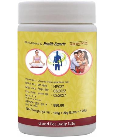 Fett Gond Chilgoza | 100% Pure & Natural Plant Based Product | 100g + 20g Extra - Pack of 1 - Buy Online on GoSupps.com