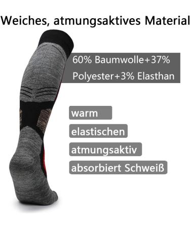 JTEG Unisex Ski Socks - Thermo Knee Socks for Winter Sports | 2 Pairs Red-Orange for Men Women & Kids - Buy Online on GoSupps.com
