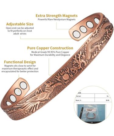 Shop Retro Dragon & Phoenix Magnetic Bracelets - Men & Women Red Copper Energy Bracelets for Wellness - Buy Online on GoSupps.com