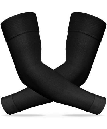 Ailaka Medical Compression Arm Sleeves for Men Women - 20-30 mmHg Lymphedema Compression Sleeves Support for Arms Pain Swelling Edema Post Surgery Recovery Tendonitis XL Black