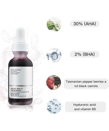 FunnAura AHA 30% + BHA 2% Peeling Solution Exfoliating Facial Serum Fighting Blemishes Reduces Pore Congestion(30 Ml) - Buy Online on GoSupps.com