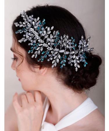 Chargances Bridal Crystal Hair Vine Wedding Green Rhinestone Headband Fashion Bride Gemstone Hair Vine Wedding Prom Flower Girl Hair Accessories for Women and Girls (Green) - Buy Online on GoSupps.com