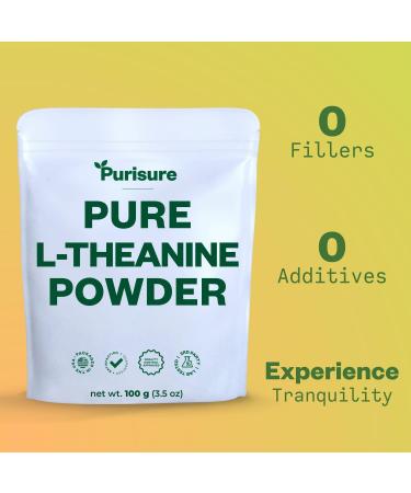 Purisure L-Theanine Powder 100g | Relaxation & Focus Supplement | Calm Inducing Formula | Cognitive Function Support - Buy Online on GoSupps.com