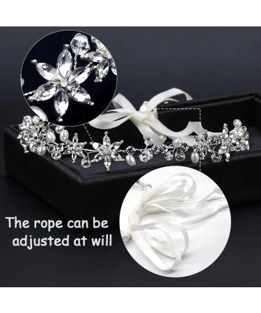Flower Girl Headbands for Weddings Silver Flower Girl Accessories Pearl and Crystal Rhinestone Hair Vine for Wedding Birthday Gift and Holy Communication - Buy Online on GoSupps.com