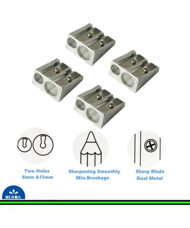 Wekoil Pencil Sharpeners Manual Twin Metal Dual Sharpening Blade Double Holes Rectangular Pencil Sharpener for Colored Graphite Pencils Crayons Jumbo Pack of 4 Silver P-B - Buy Online on GoSupps.com