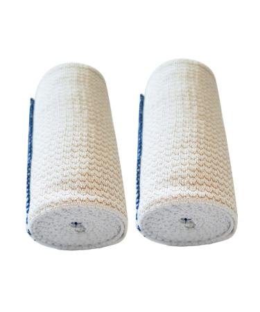 SPA SLENDER 4-inch  Sports - Hook Loop Closure  Non-Latex Bandage Elastic Wrap - Compression - Injuries - Support  2 pcs Washable 4 inches Wide Elastic Bandage  up to 15 ft Stretched 4" Wide 2 Pack