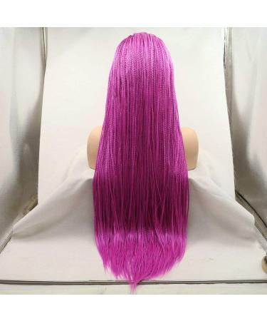 SereneWig 71 cm Handmade Pastel Violet & Red Box Braids Wig - Synthetic Lace Front for Afro-American Styles Perfect Party Look - Buy Online on GoSupps.com