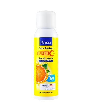 SPF 60 PA+++ Vitamin C Serum Sunscreen Spray Calming Repair UVA/UVB Extra Protect Hydrates Orange Extract 160ml / 5.41fl.oz