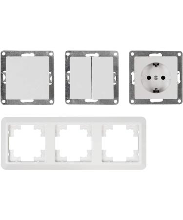 MC POWER Cup - 4-Piece Wall Socket & Switch Set | White Polished | International Shipping Available - Buy Online on GoSupps.com